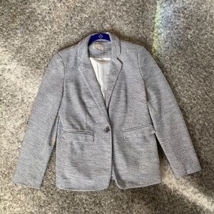 LOFT Petites Navy and White Textured Blazer 4P EUC
